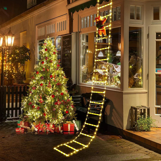 Santa Claus Climbing Ladder Light Christmas Decorations.