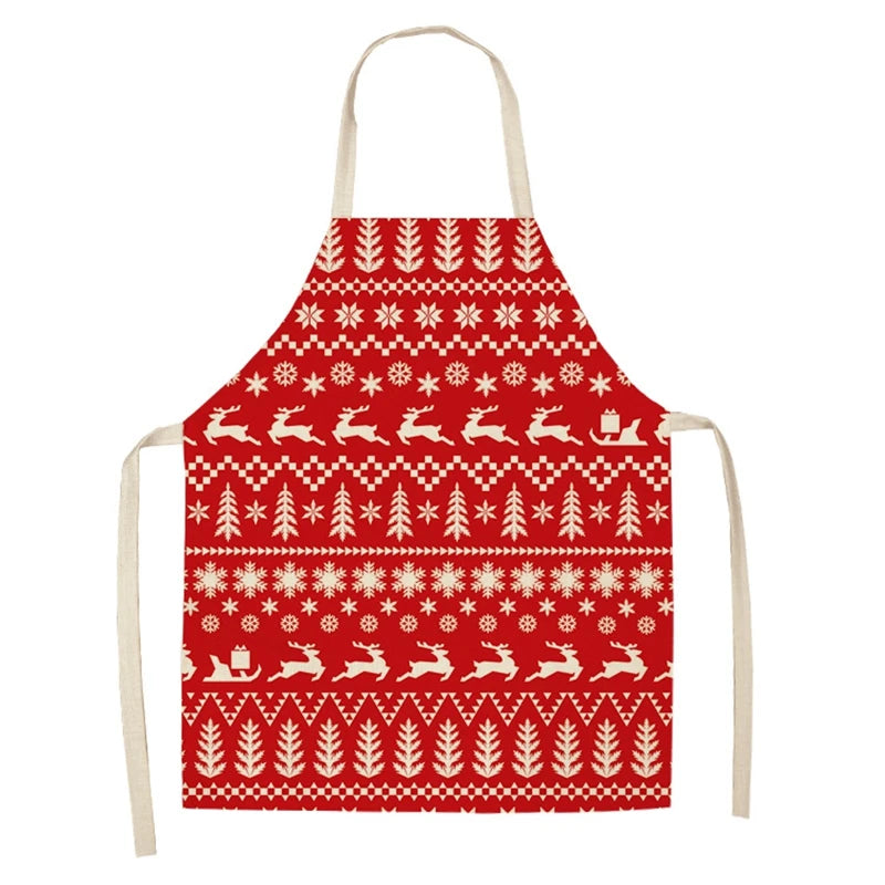 Linen Merry Christmas Apron  Kitchen Accessories