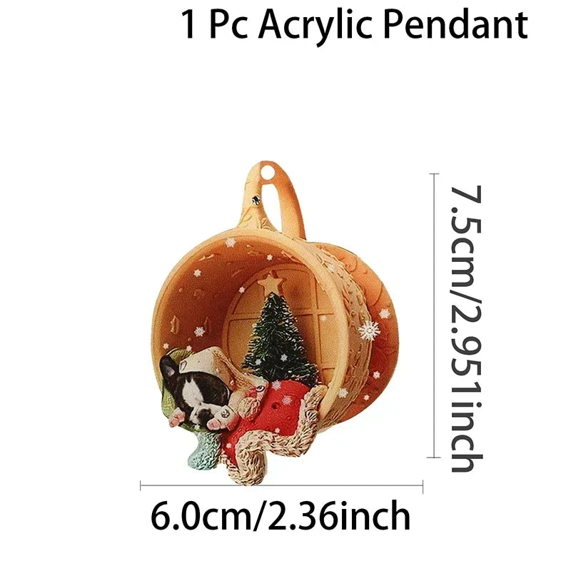 Christmas Tree Ornaments Cute Puppy Acrylic Pendant Christmas