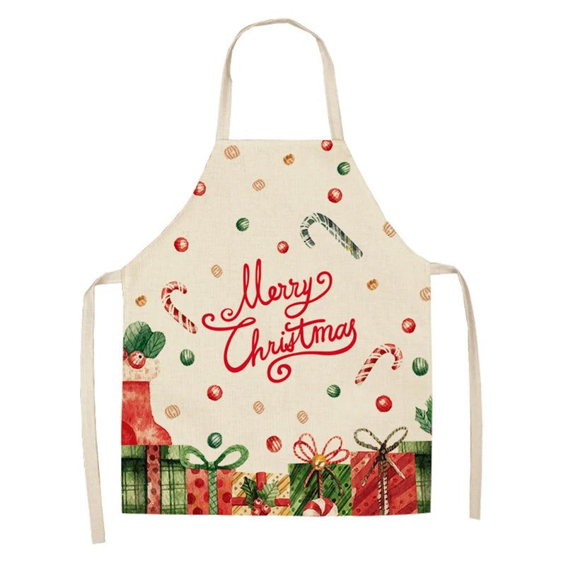 Linen Merry Christmas Apron  Kitchen Accessories