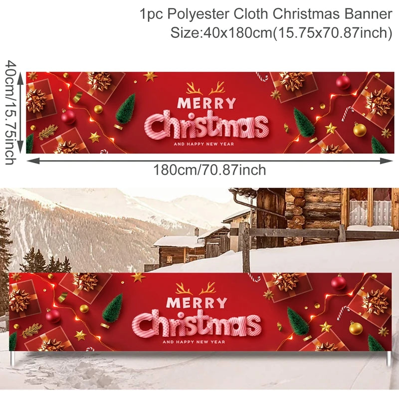 Christmas Outdoor Banner Flag Merry Christmas Decoration for Home