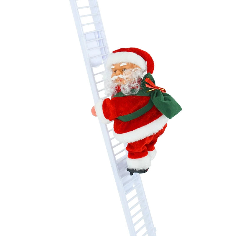 Santa Claus Doll Climbing Ladder with Music Christmas Tree Ornaments