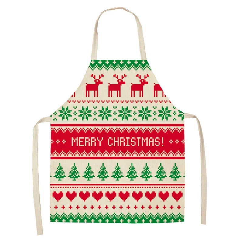 Linen Merry Christmas Apron  Kitchen Accessories