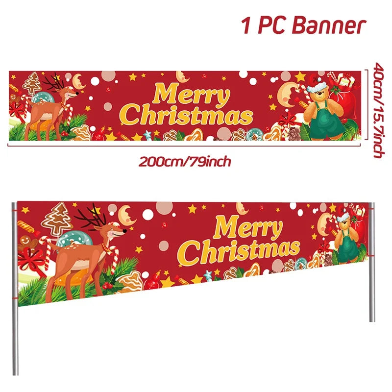 Christmas Outdoor Banner Flag Merry Christmas Decoration for Home