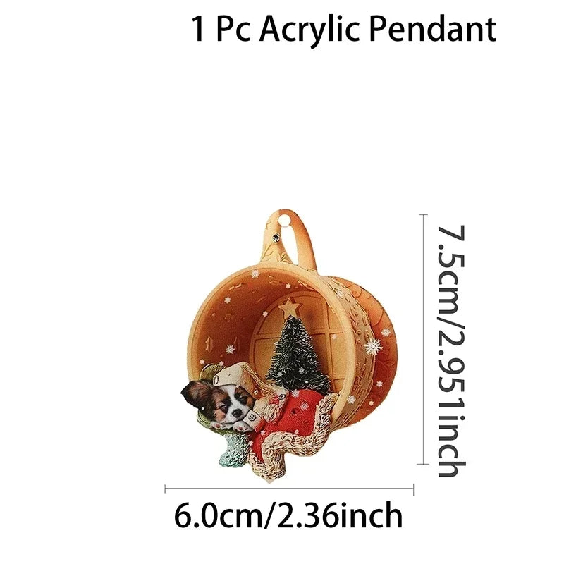 Christmas Tree Ornaments Cute Puppy Acrylic Pendant Christmas