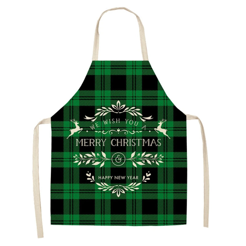 Linen Merry Christmas Apron  Kitchen Accessories