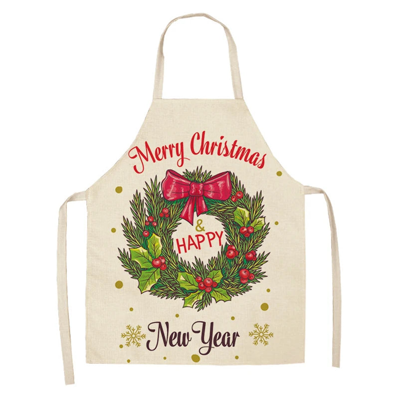 Linen Merry Christmas Apron  Kitchen Accessories