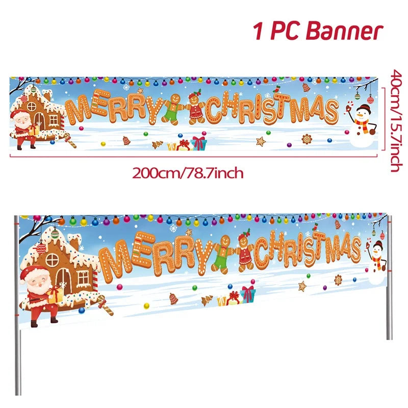 Christmas Outdoor Banner Flag Merry Christmas Decoration for Home