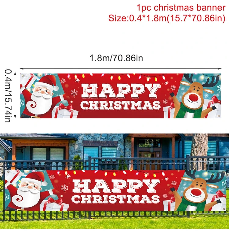 Christmas Outdoor Banner Flag Merry Christmas Decoration for Home