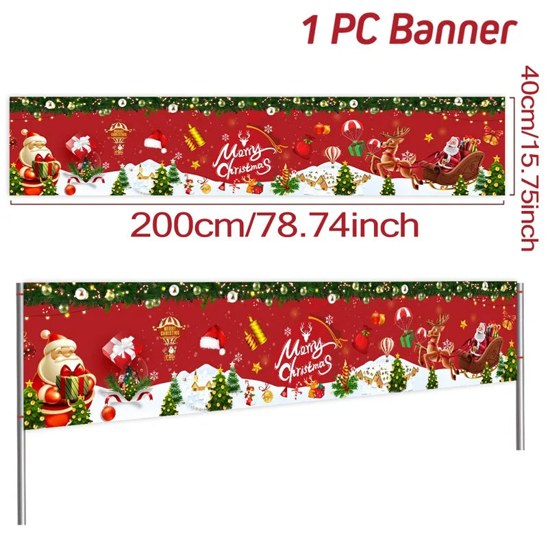 Christmas Outdoor Banner Flag Merry Christmas Decoration for Home