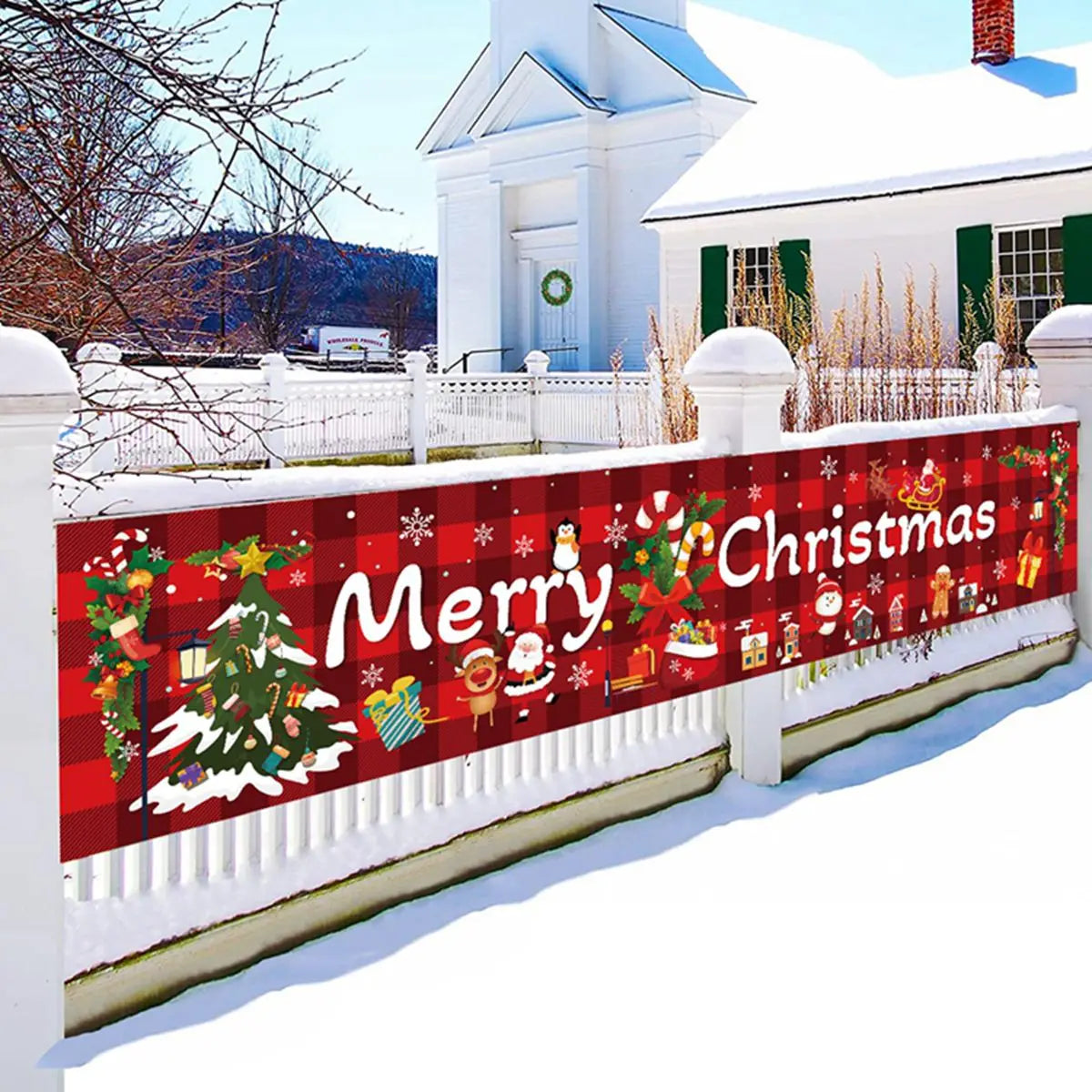 Christmas Outdoor Banner Flag Merry Christmas Decoration for Home