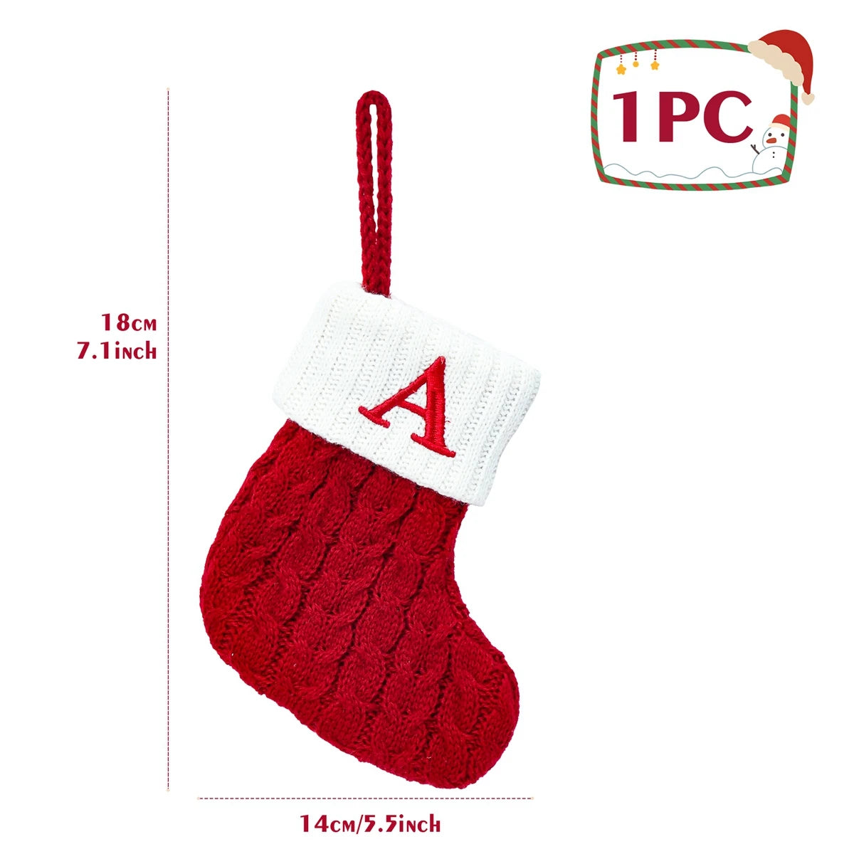 Christmas Socks Knitting Snowflake Letter Stocking