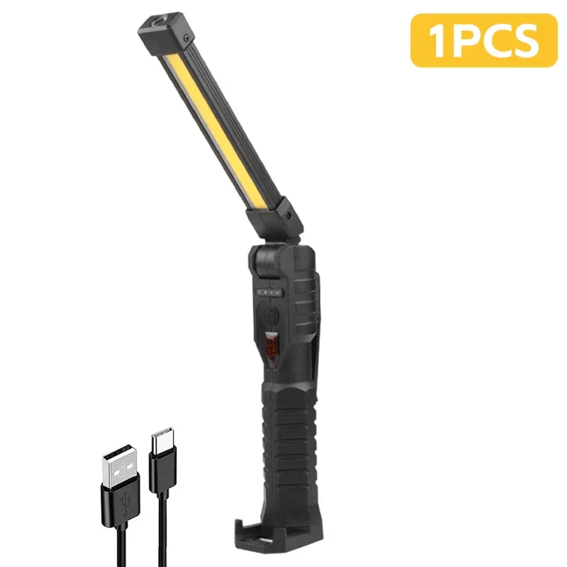 Multi Function COB LED Work Light USB Rechargeable Torch Foldable LED Flashlight.