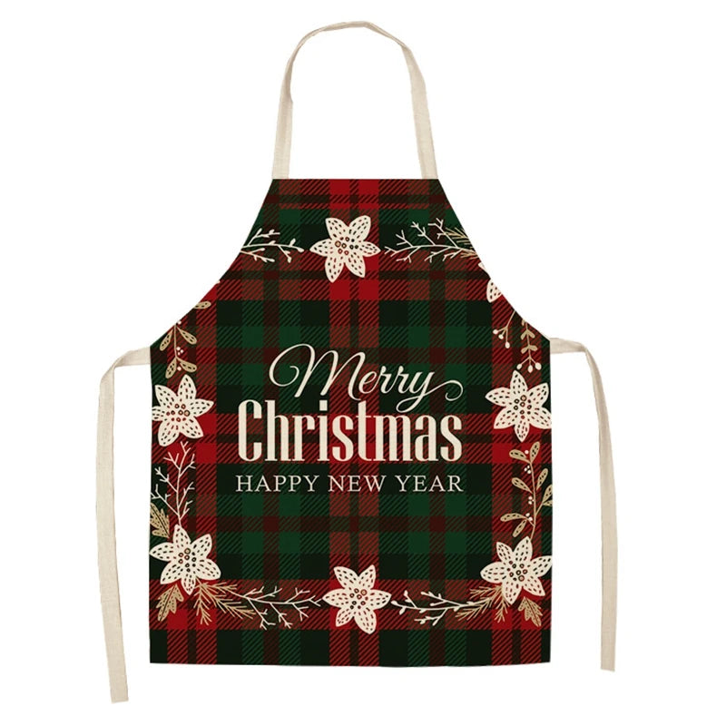 Linen Merry Christmas Apron  Kitchen Accessories