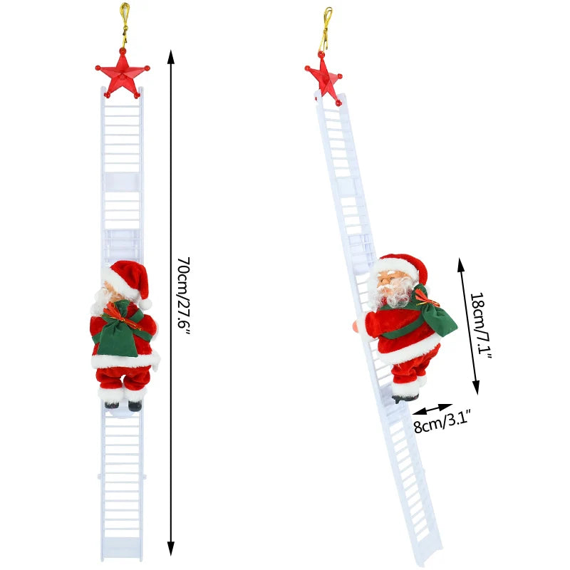 Santa Claus Doll Climbing Ladder with Music Christmas Tree Ornaments