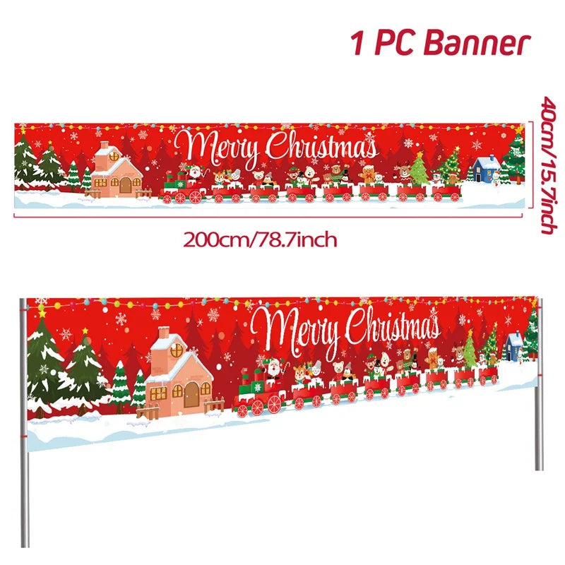 Christmas Outdoor Banner Flag Merry Christmas Decoration for Home