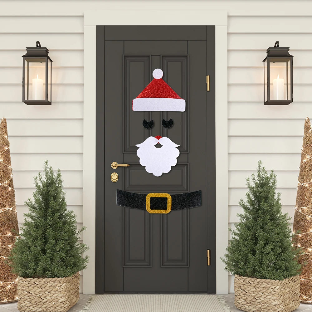 Christmas Door Window Stickers Felt Cloth Cartoon Snowman