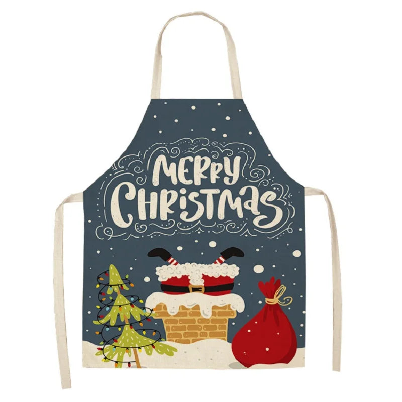 Linen Merry Christmas Apron  Kitchen Accessories