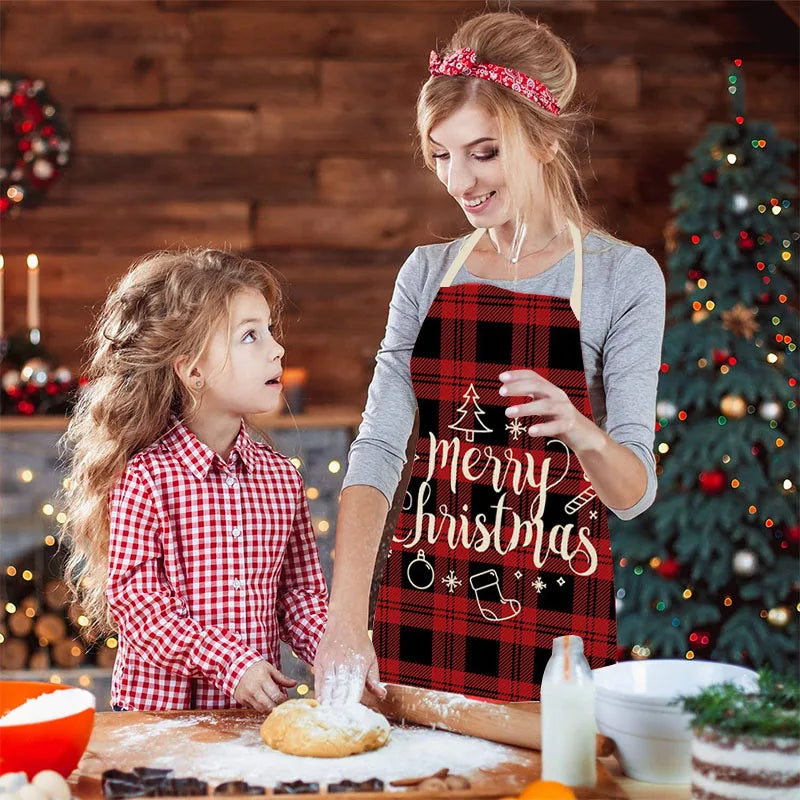 Linen Merry Christmas Apron  Kitchen Accessories