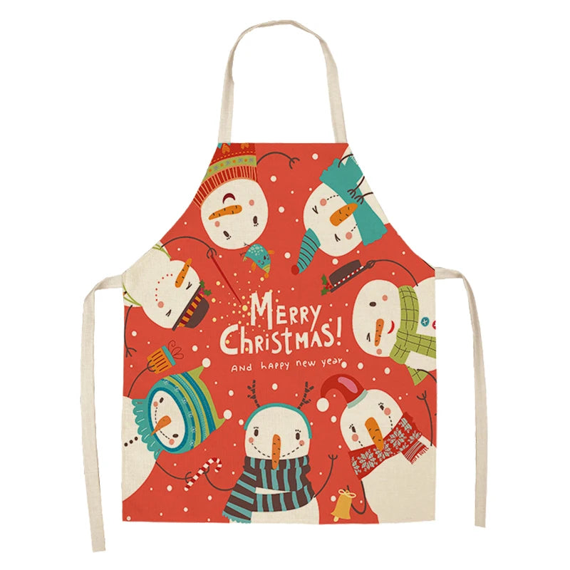 Linen Merry Christmas Apron  Kitchen Accessories