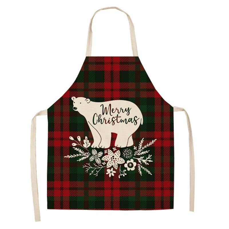 Linen Merry Christmas Apron  Kitchen Accessories