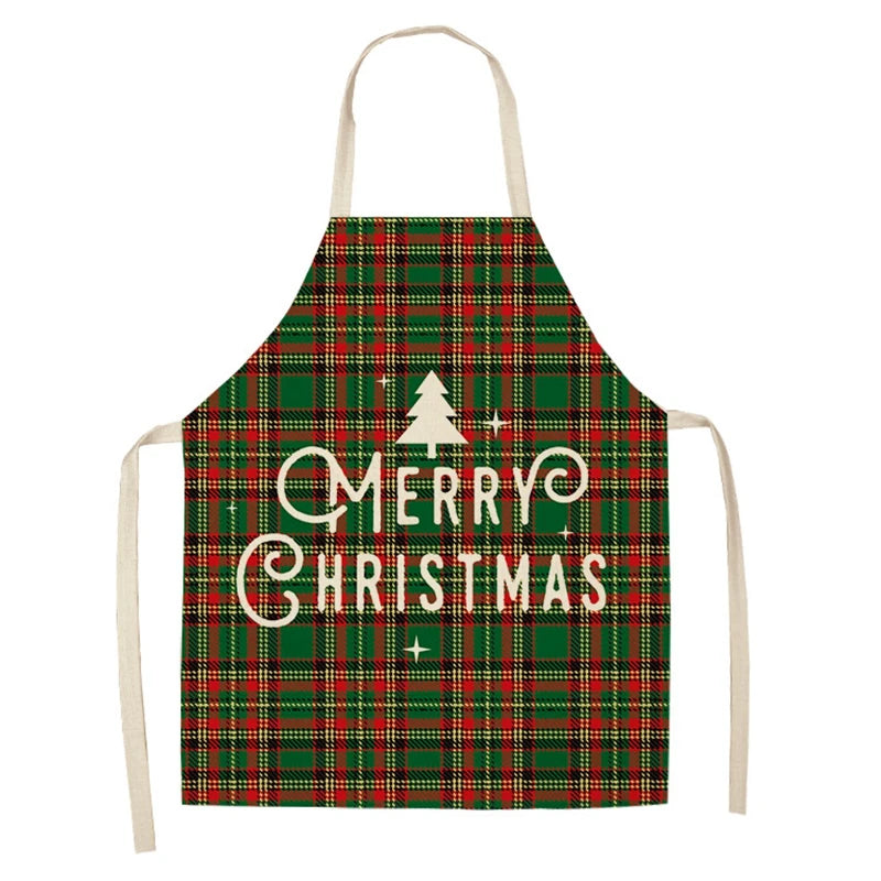 Linen Merry Christmas Apron  Kitchen Accessories