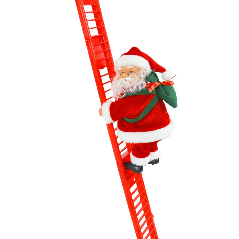 Santa Claus Doll Climbing Ladder with Music Christmas Tree Ornaments