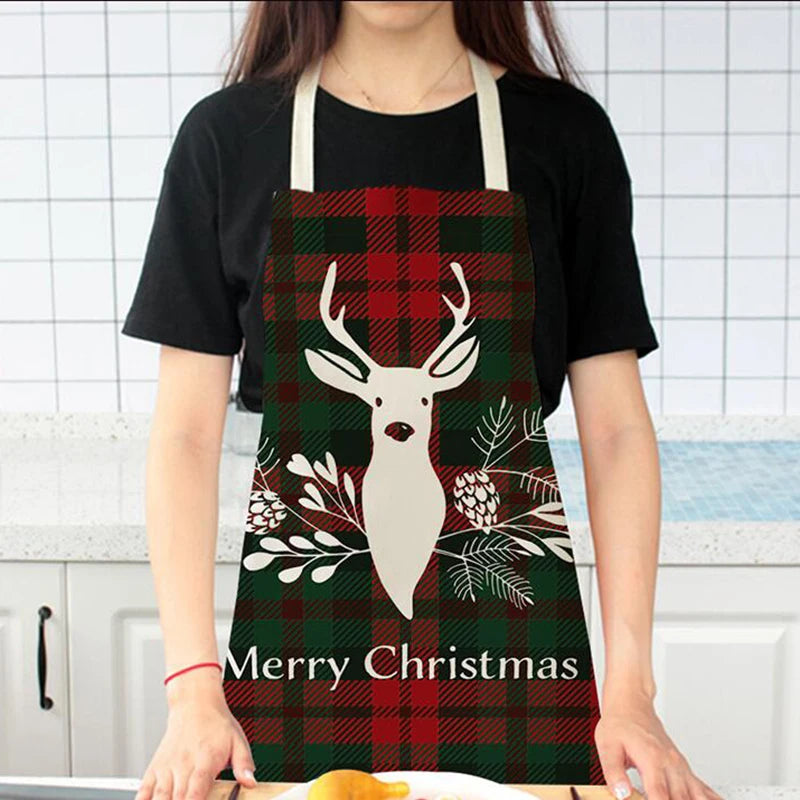 Linen Merry Christmas Apron  Kitchen Accessories