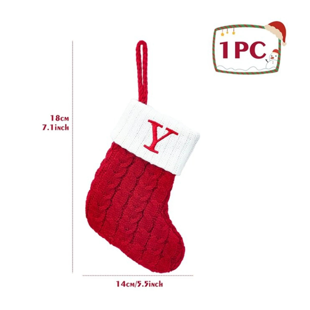 Christmas Socks Knitting Snowflake Letter Stocking