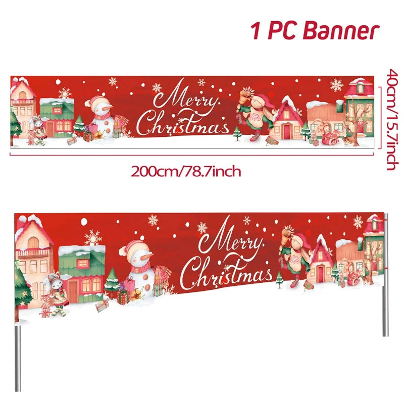 Christmas Outdoor Banner Flag Merry Christmas Decoration for Home