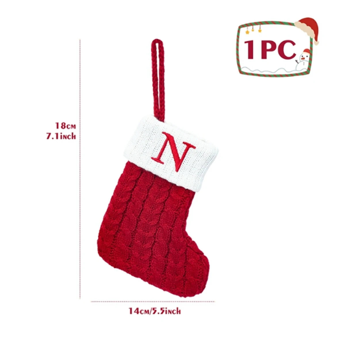 Christmas Socks Knitting Snowflake Letter Stocking