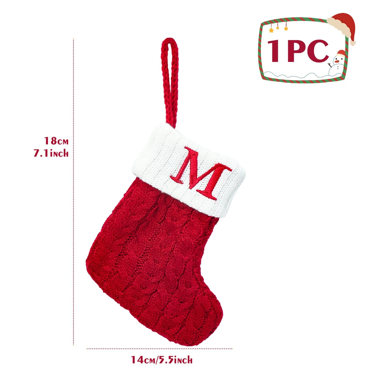 Christmas Socks Knitting Snowflake Letter Stocking