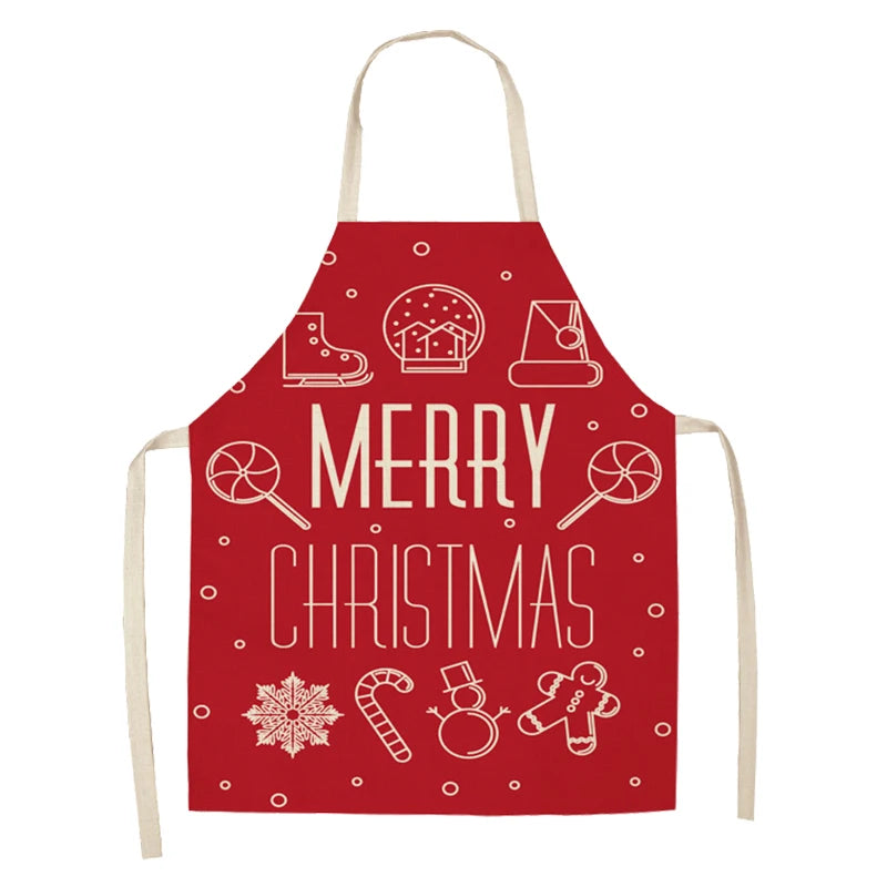 Linen Merry Christmas Apron  Kitchen Accessories