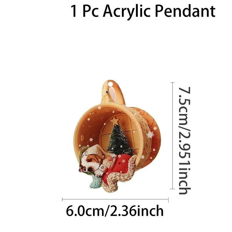 Christmas Tree Ornaments Cute Puppy Acrylic Pendant Christmas