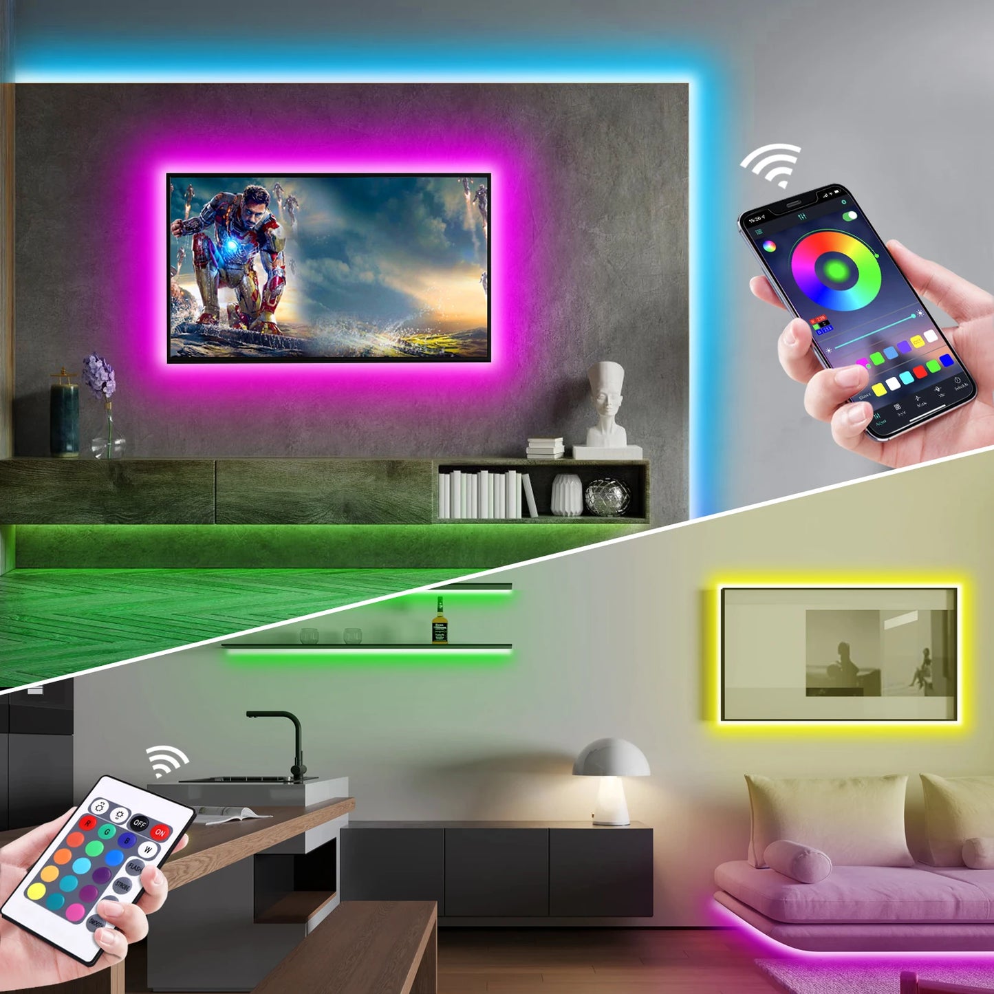 DC5V USB RGB Neon LED Strip, 1/2/3/4/5M IP65 Waterproof Neon Strip Bluetooth App and Remote Control