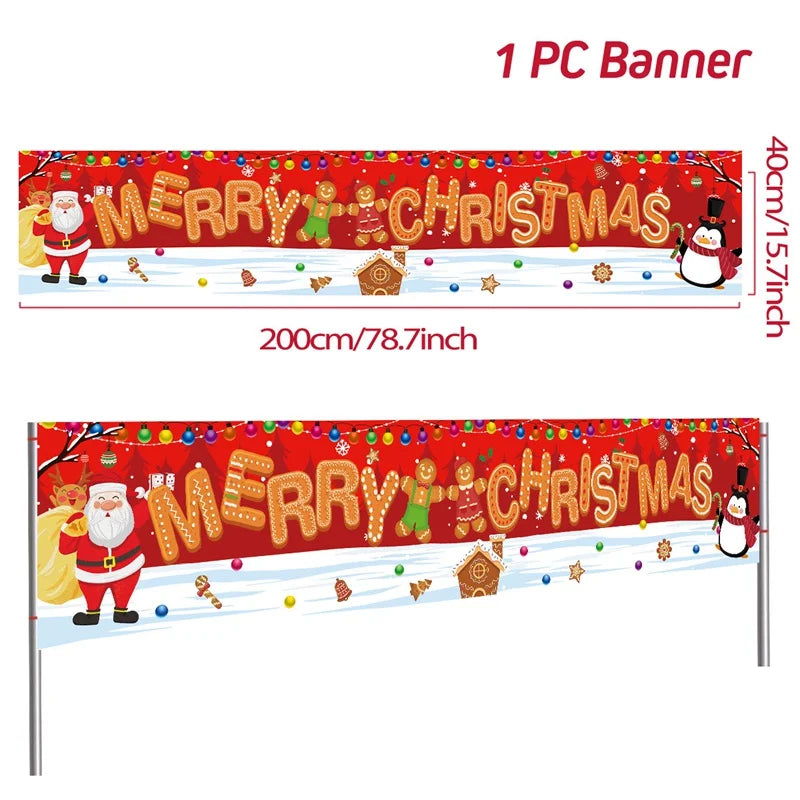 Christmas Outdoor Banner Flag Merry Christmas Decoration for Home