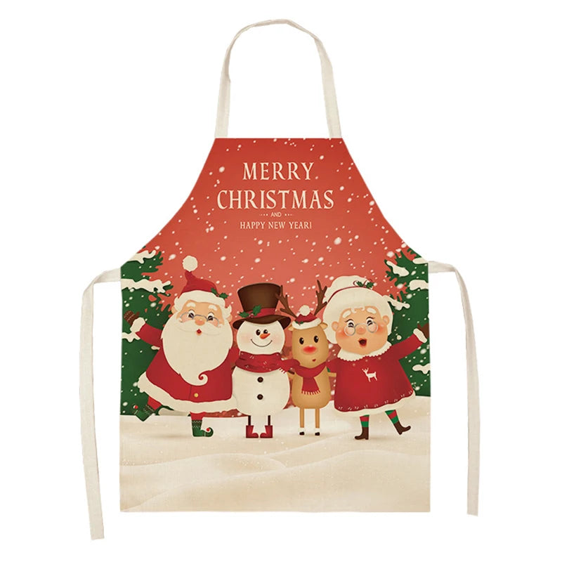 Linen Merry Christmas Apron  Kitchen Accessories