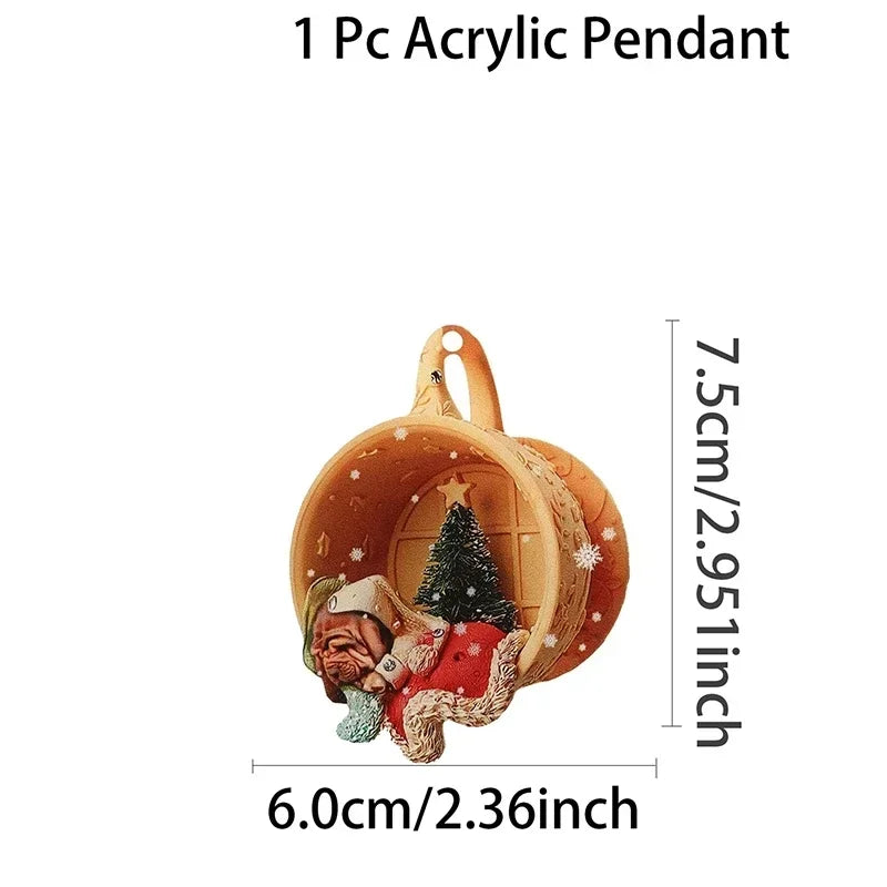 Christmas Tree Ornaments Cute Puppy Acrylic Pendant Christmas