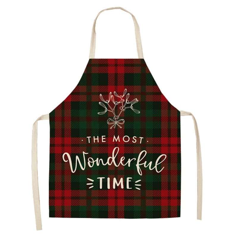 Linen Merry Christmas Apron  Kitchen Accessories