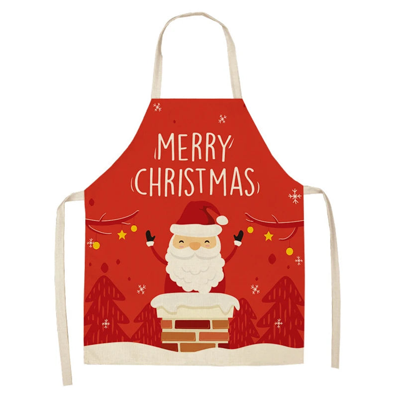 Linen Merry Christmas Apron  Kitchen Accessories